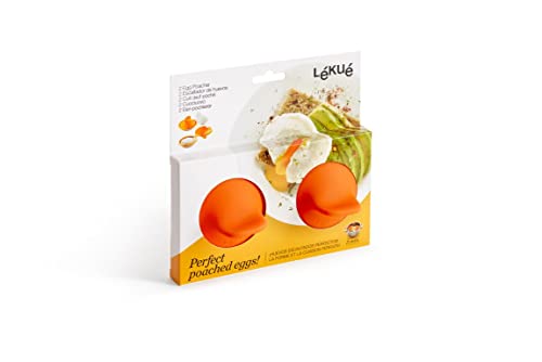 Lékué Pack Escalfador de Huevos, Acero Inoxidable, Naranja, 9,3 x 11 x 7,5 cm, 2...