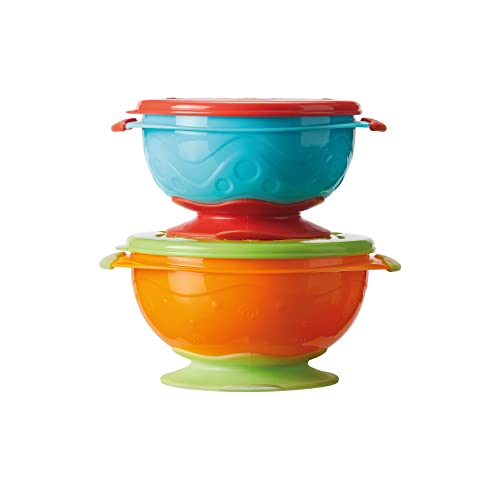 Nuby Stackable Suction Bowls – Air-Tight Seal Lid, Suction Base, Easy to Hold,...