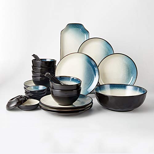 Dinner Plate Dishes Dinnerware Set -28 Piece Ceramic Plates and Bowls Set for 6,...