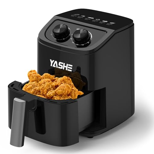 YASHE 2,3L Freidora Aire para 1–2 Personas, Compacta Air Fryer con 6 Opciones de...
