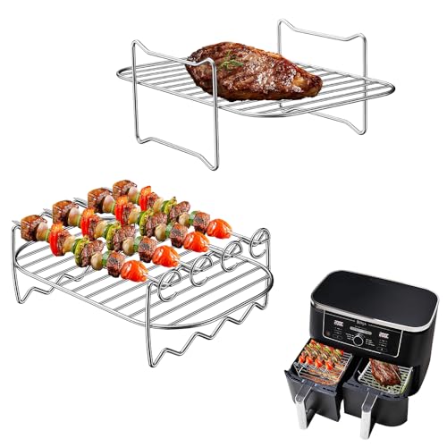 Mizikuu Rack de Parrilla 2 Piezas para Freidora de Aire Doble Zona - Accesorios de...
