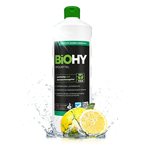 BiOHY Lavavajillas a mano (1 botella de 1 litro) | Libre de fosfatos | libre de...