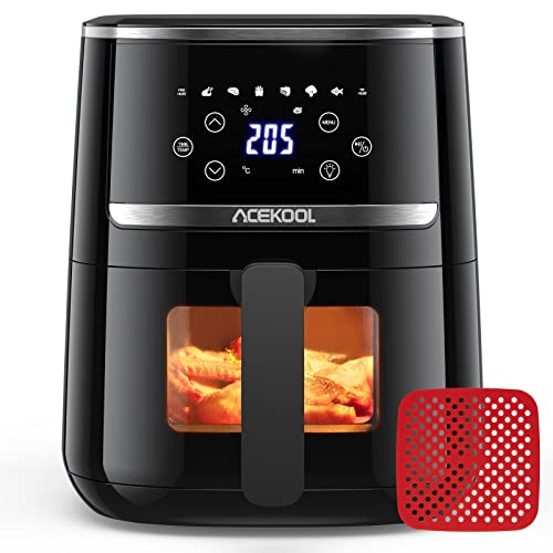 Fryer Hot Air Fryer 4,5 L 1500 W with Viewing Window for Kitchen, Low Noise, Memory...