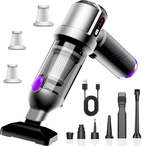 Ludunbuy Aspiradora de Mano Sin Cable, 26000Pa Aspirador Coche Potente Sopla y...