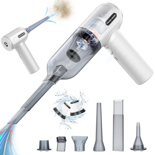 Aspirador de Mano, 9000 PA Aire Comprimido Limpieza PC, Mini Aspirador Coche Potente...