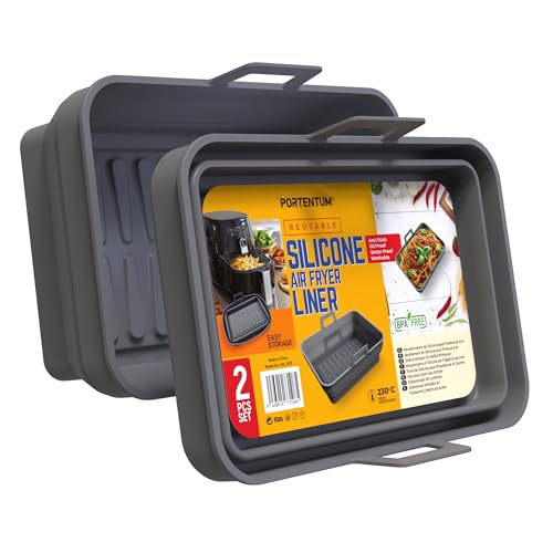 PORTENTUM Set de 2 Molde Silicona Freidora de Aire Plegables Rectangulares –...