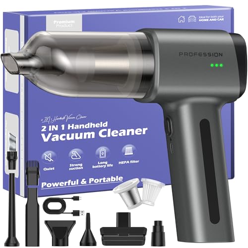 Bemkia Aspirador de Mano, 28000Pa Mini Aspirador Recargable 4 en 1 con Motor sin...