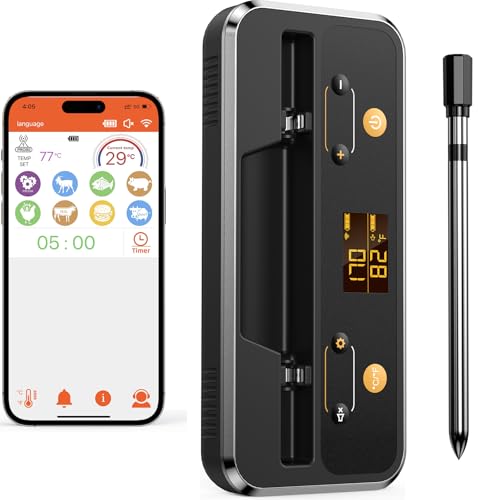 Termometro Cocina, Apkezel Termometro Digital Cocina Inalámbrico con Aplicación,...