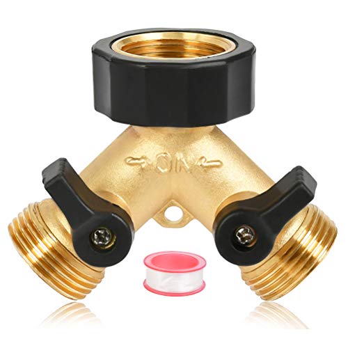 Brass Tap Manifold Hose Splitter, 2 Way 3/4 Washing Machine Connector with Individual...