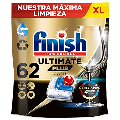 Finish Powerball Ultimate Plus All in 1 pastillas lavavajillas, 62 cápsulas...