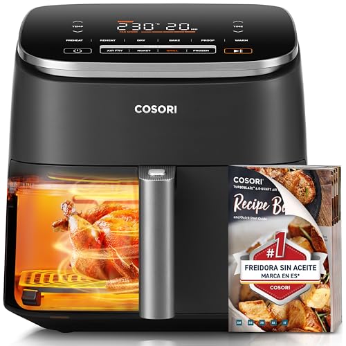 Cosori Freidora de Aire Turbo Blaze 6L, Air Fryer Interior Metálico Real, Motor DC...