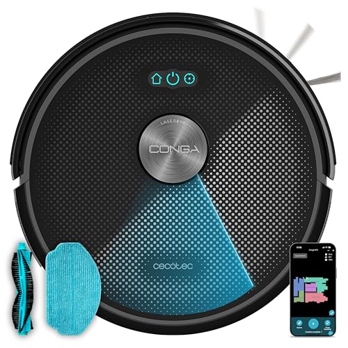 Cecotec Robot Aspirador y Friegasuelos Conga M50. Navegación Láser, 5000Pa Presión...