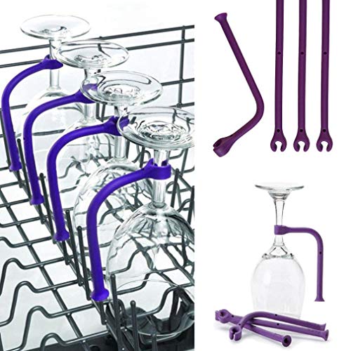 ABchat New 4Pcs Flexible and Adjustable Wine Glass Dishwasher Holder for Wine Glass...
